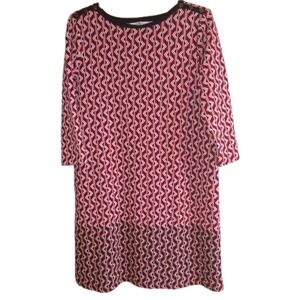 Signature Collection XL Shift Dress 3/4 sleeves Black Red‎ Pink Retro Geometric